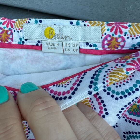 Boden size 8 Petite Geometric Print Lightweight Cotton Mini Skirt w/ POCKETS! - Picture 4 of 10